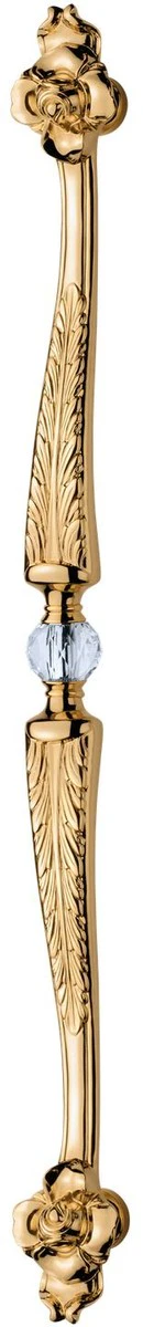 Barock Messing Türgriff Set mit Swarovski Kristallglas Französisches Gold 7,2 x 84 cm - Edel & Prunkvoll