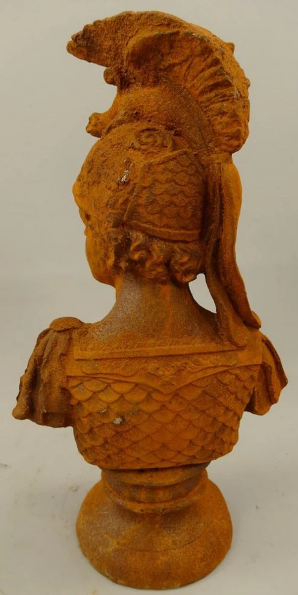 Jugendstil Deko Büste Ritter Rost 27 x 16 x H. 47 cm - Gusseisen Skulptur - Gusseisen Figur - Deko Skulptur - Deko Figur - Garten Deko Accessoires