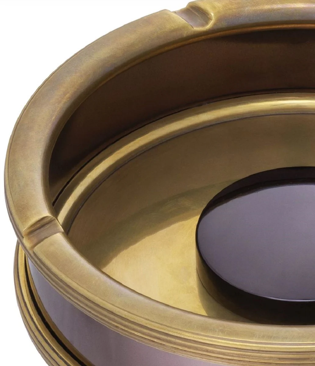 Luxus Aschenbecher Vintage Messing / Bronze Ø 18 x H. 5 cm - Runder Messing Aschenbecher - Deko Accessoires - Luxus Qualität