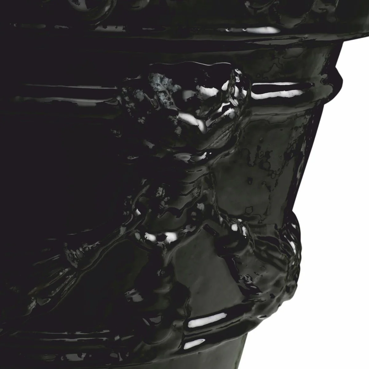 Luxus Barock Keramik Blumentopf Schwarz Ø 60 x H. 56 cm - Garten Deko