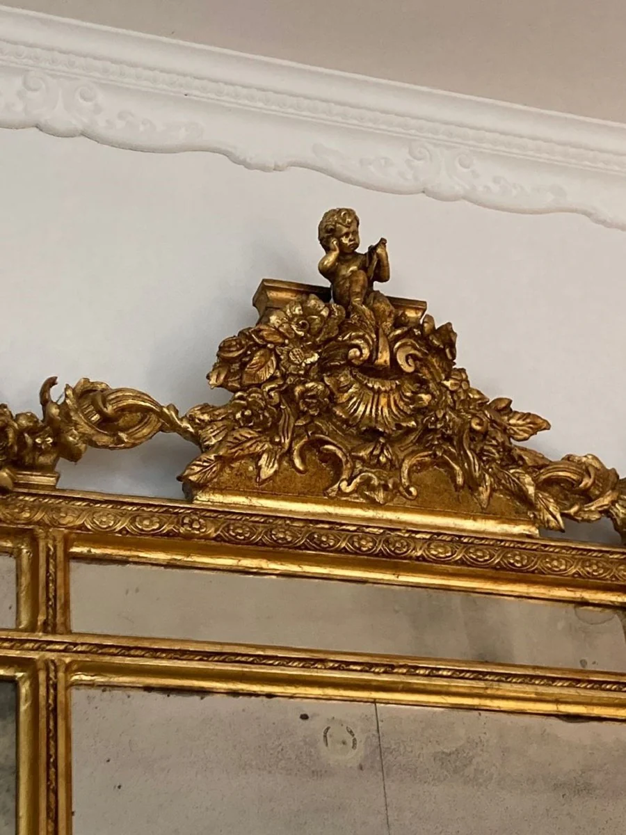 Barock Spiegel Gold / antikes Spiegelglas - Rechteckiger Wandspiegel mit eleganten Verzierungen - Barock Garderoben Spiegel - Barockstil Wandspiegel - Barock Möbel - Edel & Prunkvoll