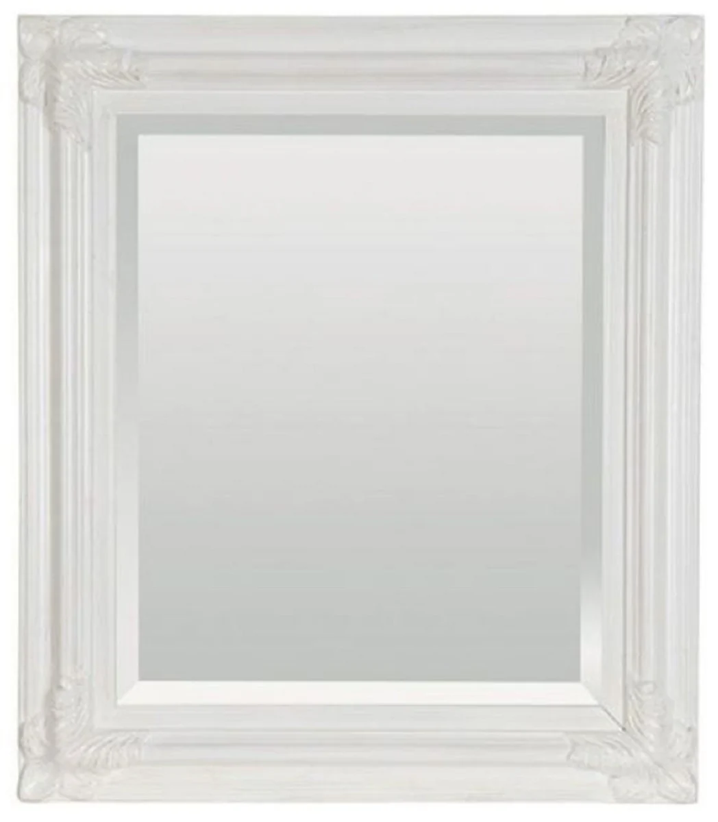 Barock Spiegel Antik Weiß 69 x H. 79 cm - Rechteckiger Wandspiegel im Barockstil - Prunkvoller Antik Stil Garderoben Spiegel - Barock Interior - Handgefertigte Barock Möbel