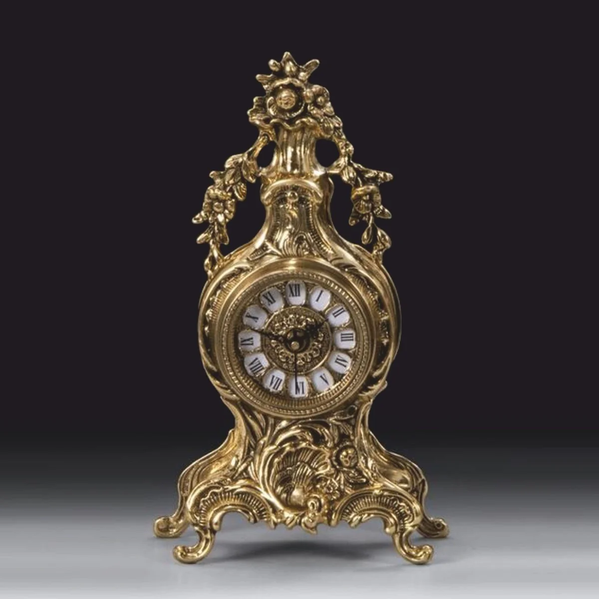 Luxus Barock Tischuhr Gold H. 32 cm - Barock Deko Accessoires