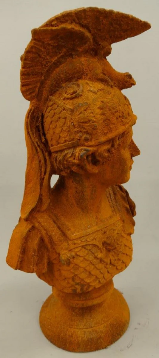 Jugendstil Deko Büste Ritter Rost 27 x 16 x H. 47 cm - Gusseisen Skulptur - Gusseisen Figur - Deko Skulptur - Deko Figur - Garten Deko Accessoires