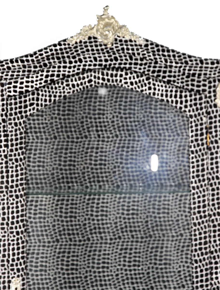 Barock Vitrine Schwarz / Silber 72 x 45 x H. 184 cm - Handgefertigter Vitrinenschrank mit Glastür und 2 Schubladen - Barock Wohnzimmer Möbel