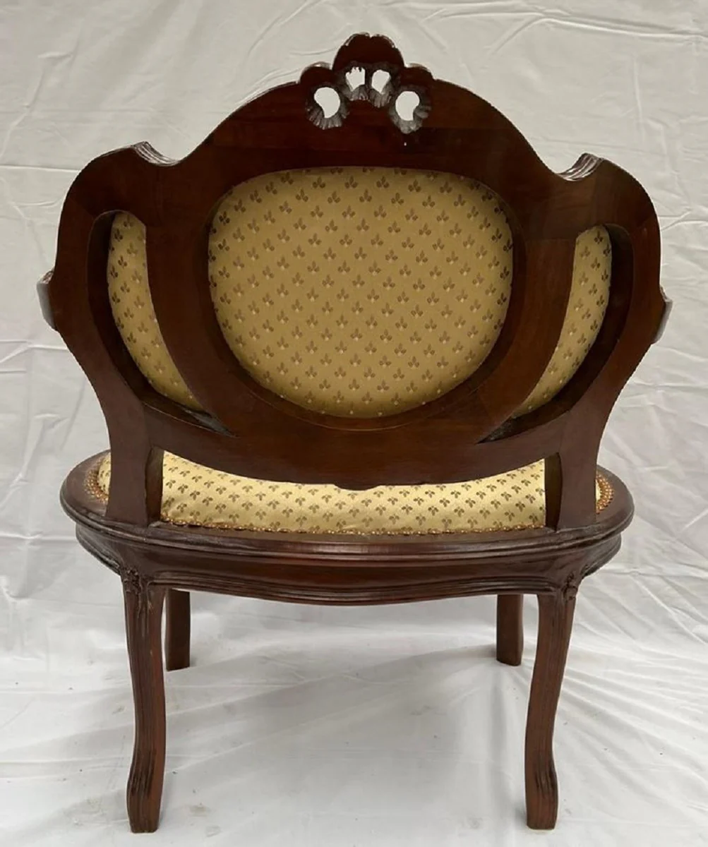 Barock Salon Stuhl Gold / Dunkelbraun - Handgefertigter Antik Stil Stuhl - Möbel im Barockstil - Barock Möbel - Barock Einrichtung