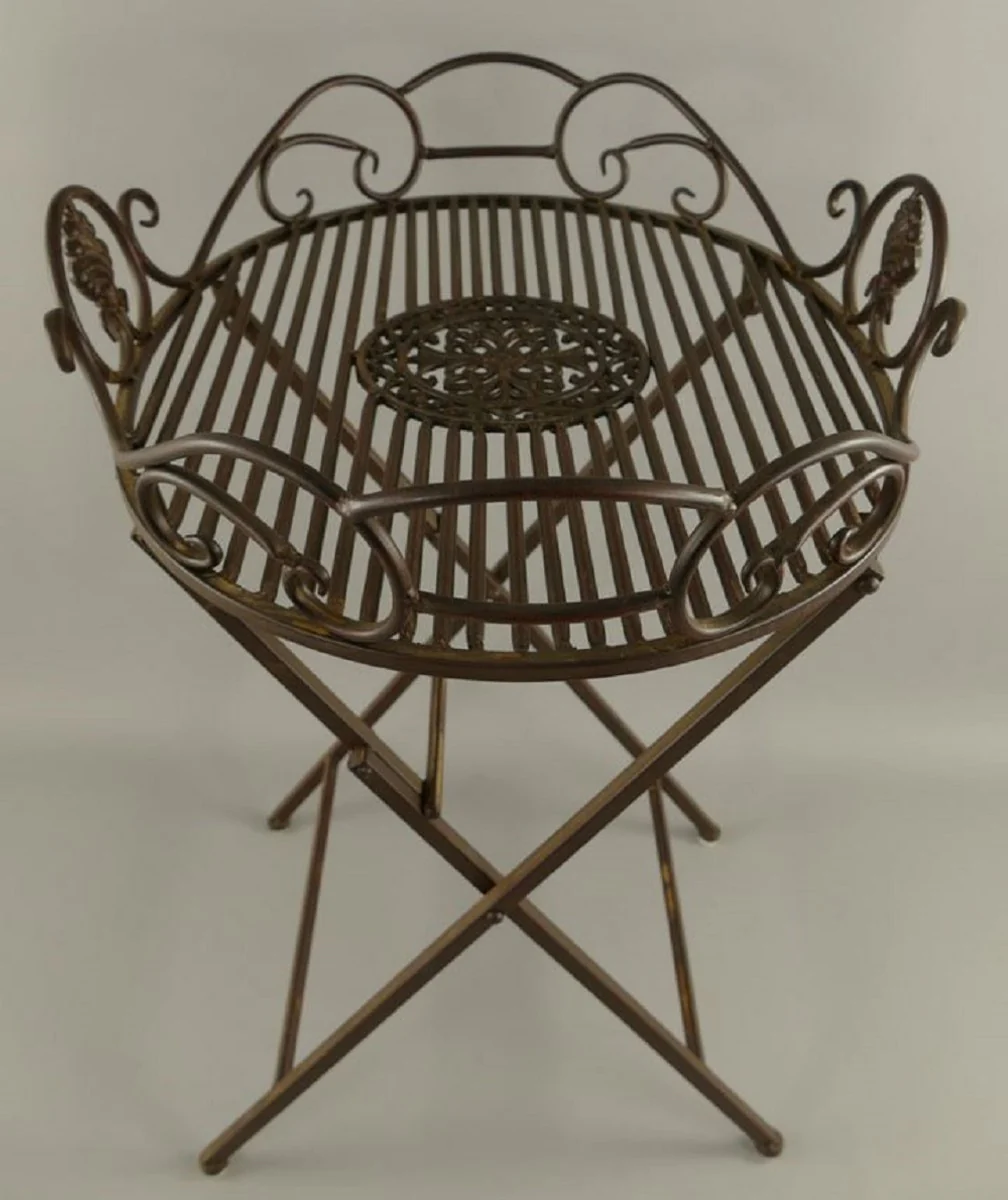 Jugendstil Garten Beistelltisch Rost 63 x 48 x H. 70 cm - Klappbarer Garten Metall Tisch - Barock & Jugendstil Garten Möbel