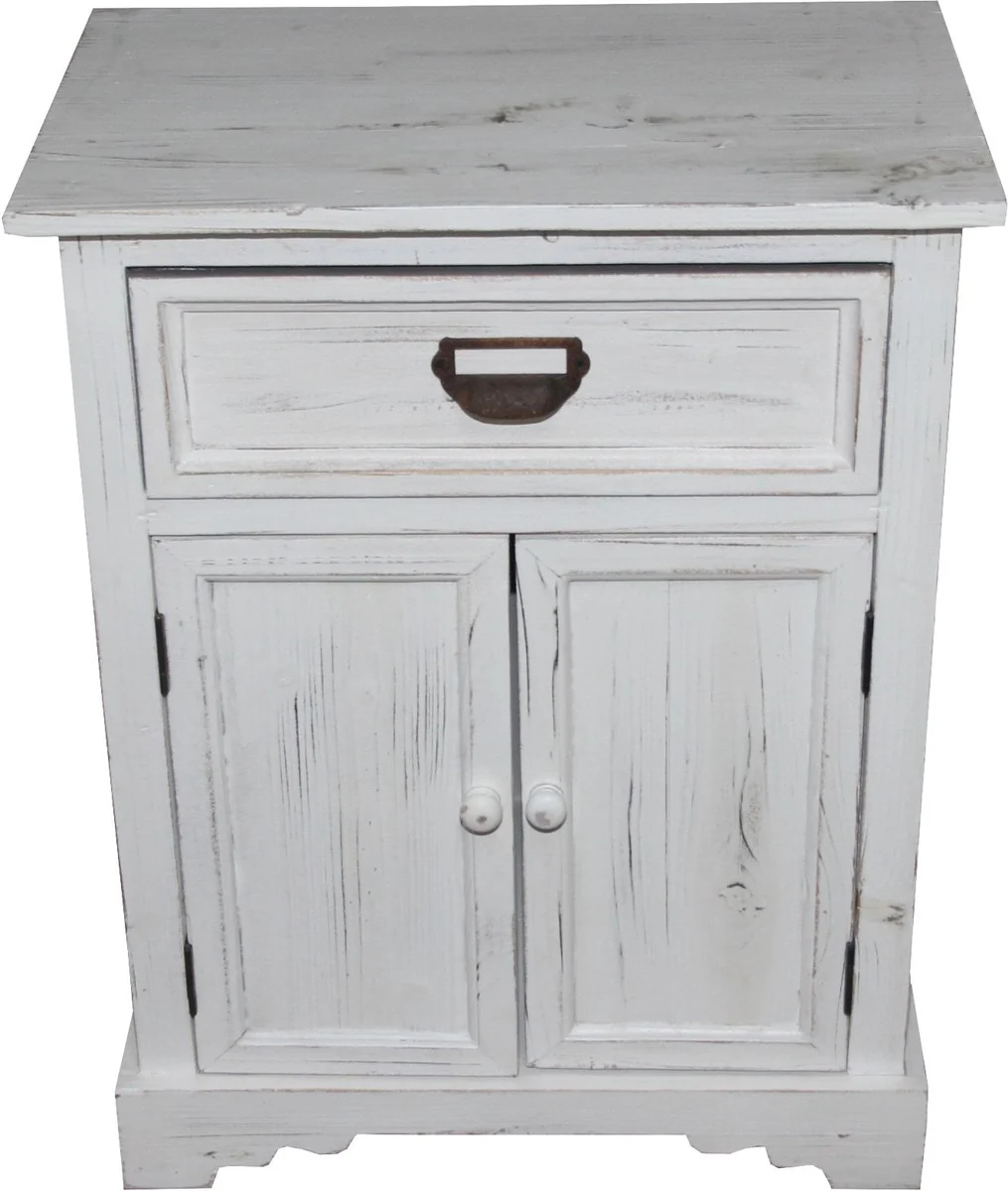 Shabby Chic Landhaus Stil Kommode mit Schubladen Antik Weiß B 50 cm, H 64 cm - Antik Kommode