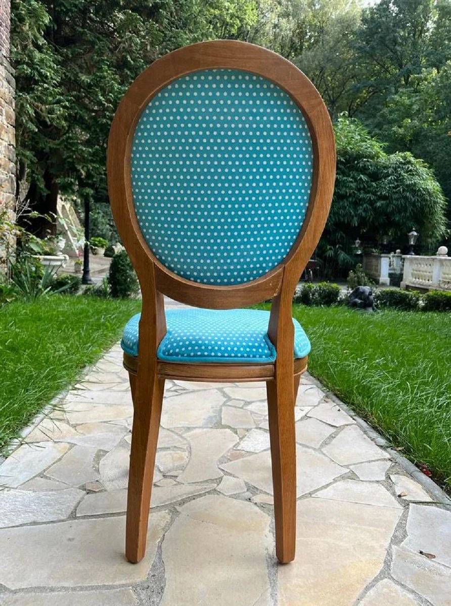 Luxus Barock Esszimmer Stuhl Blau / Mehrfarbig / Braun - Handgefertigter Antik Stil Stuhl mit Design - Esszimmer Möbel im Barockstil