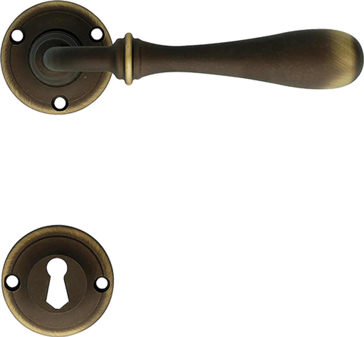 Barock Türgriff Set Französischer Antik Stil ( Klinke mit Rosette ) - Messing Türklinken - Made in Italy