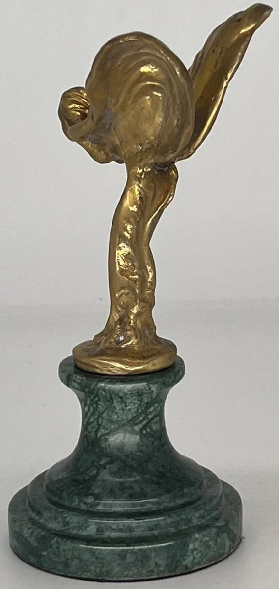 Luxus Briefbeschwerer Skulptur Frau mit Flügeln Gold / Grün 7 x 8 x H. 16 cm - Elegante Bronze Figur mit Marmorsockel - Schreibtisch Deko - Luxus Deko - Deko Accessoires