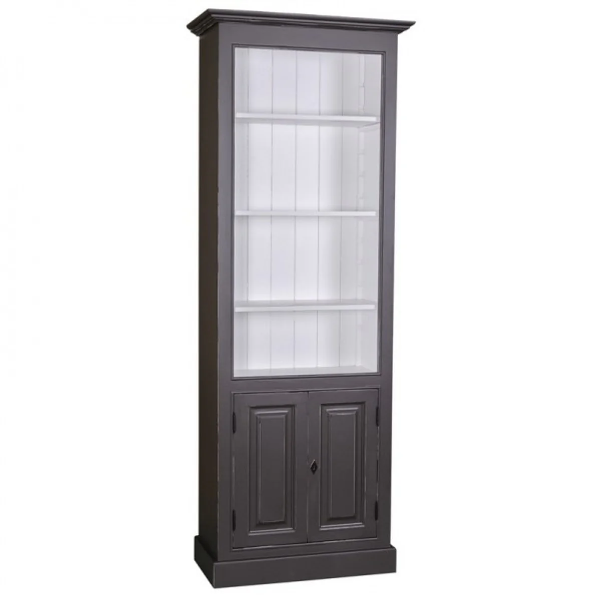 Landhaus Bücherschrank B 78 x H 210 cm Bücherregal Regal Schrank - Art Deco Jugendstil Hotel Massivholz Möbel