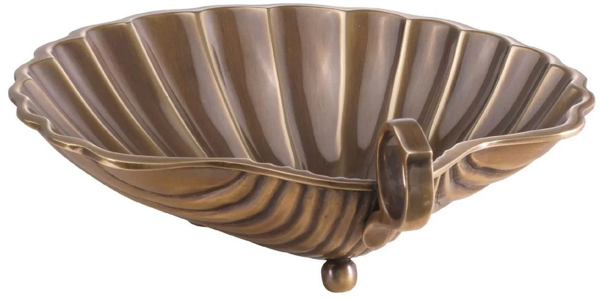 Luxus Serviertablett Vintage Messing 22,5 x 19,5 x H. 5,5 cm - Messing Tablett in Muschelform - Hotel & Restaurant Accessoires - Luxus Qualität