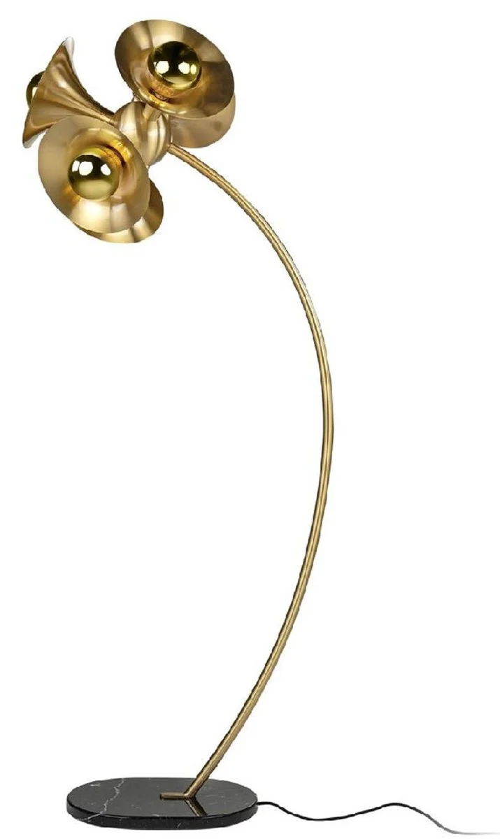 Luxus Stehleuchte Messing / Schwarz 55 x 73 x H. 183 cm - Messing Stehleuchte mit Marmorfuß - Luxus Stehleuchten - Luxus Leuchten - Luxus Interior