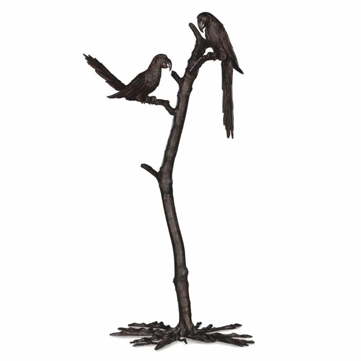 Luxus Deko Bronze Skulptur Papageien auf Ast H. 150 cm - Deko Figur