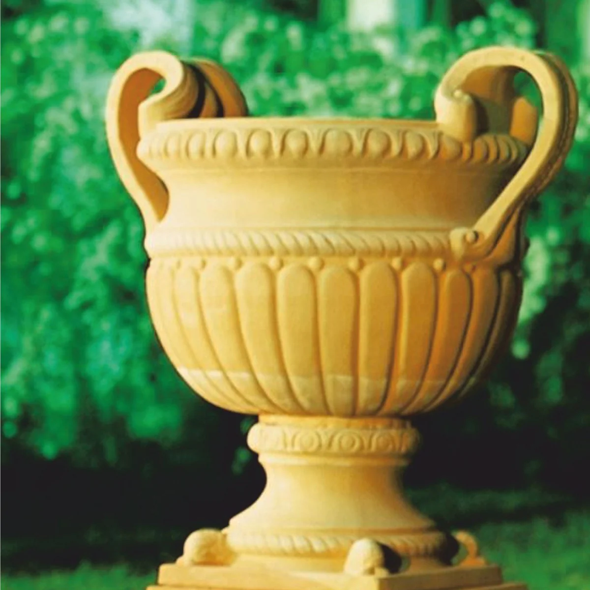 Luxus Barock Keramik Blumentopf Gelb Ø 72 x H. 78 cm - Garten Deko