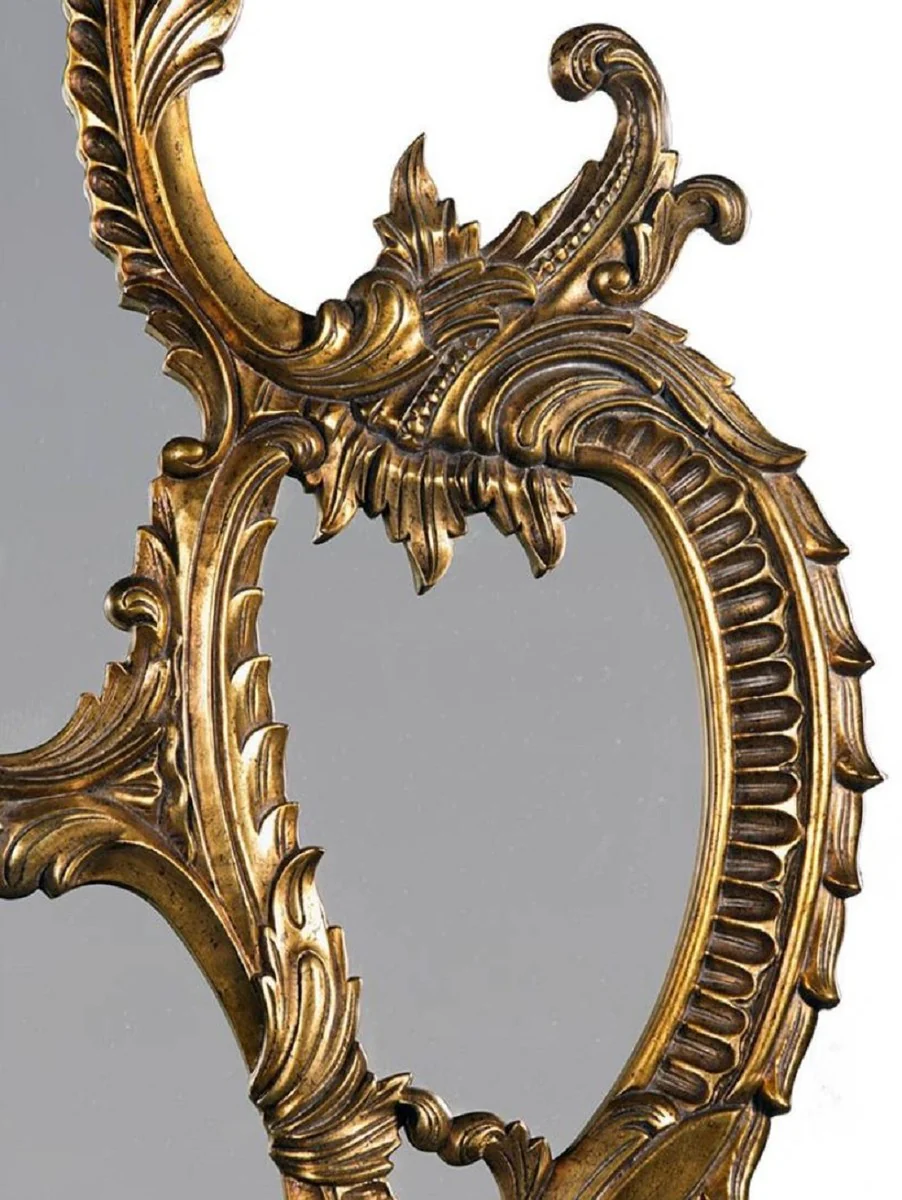 Luxus Barock Spiegel Antik Gold 128 x 8 x H. 223 cm - Prunkvoller handgeschnitzter Wandspiegel im Barockstil - Antik Stil Garderoben Spiegel - Wohnzimmer Spiegel - Barock Möbel