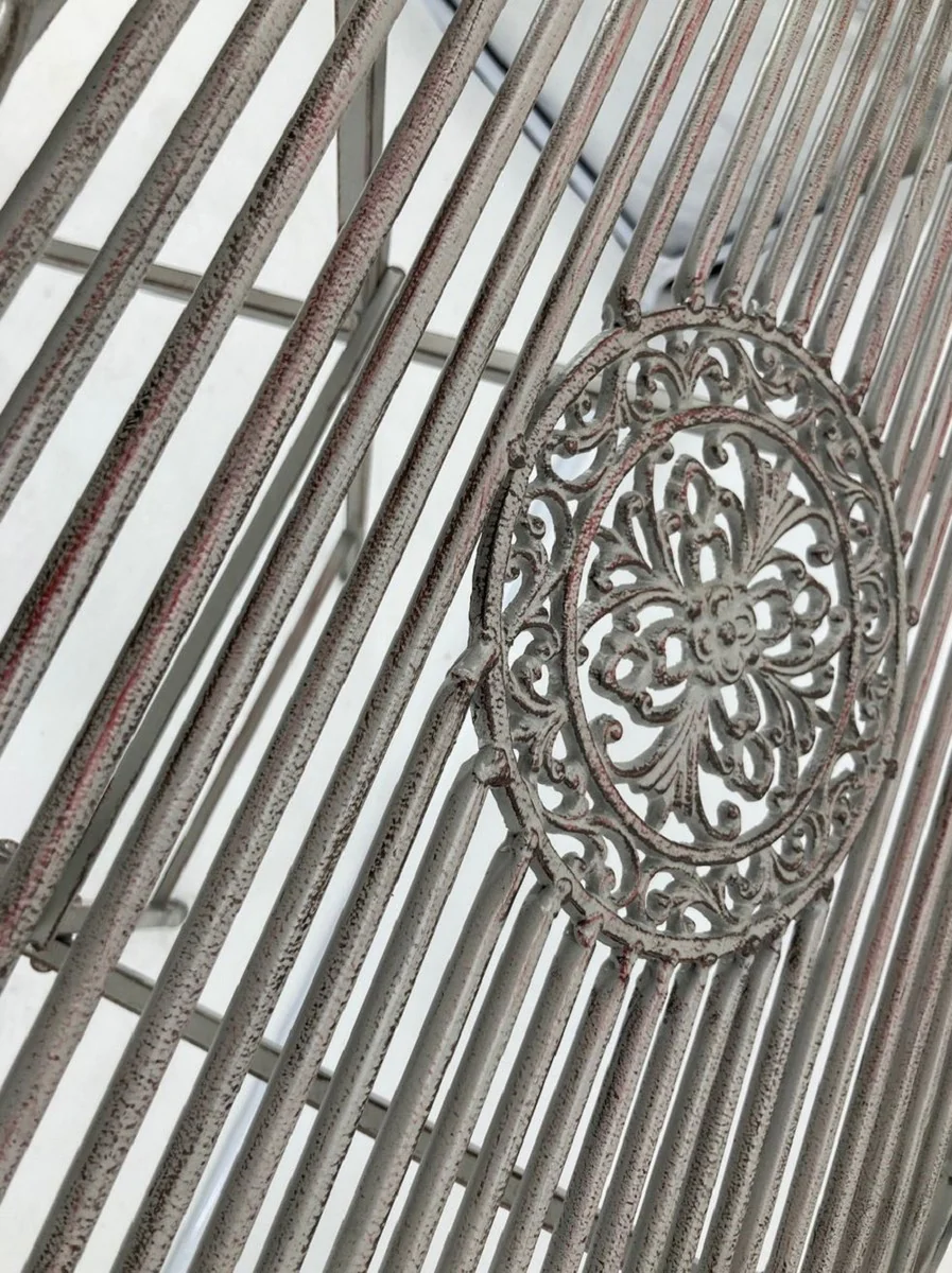 Jugendstil Gartentisch Antik Grau 62 x 49 x H. 70 cm - Nostalgischer Metall Tisch - Nostalgische Metall Garten & Terrassen Möbel