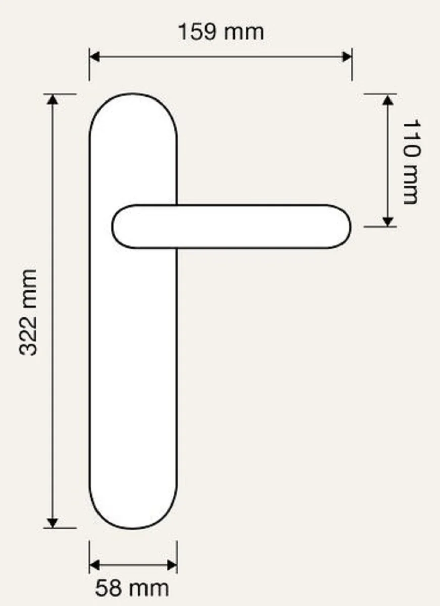 Barock Türklinken Set Messing Patiniert 15,9 x H. 32,2 cm - Luxus Qualität Made in Italy