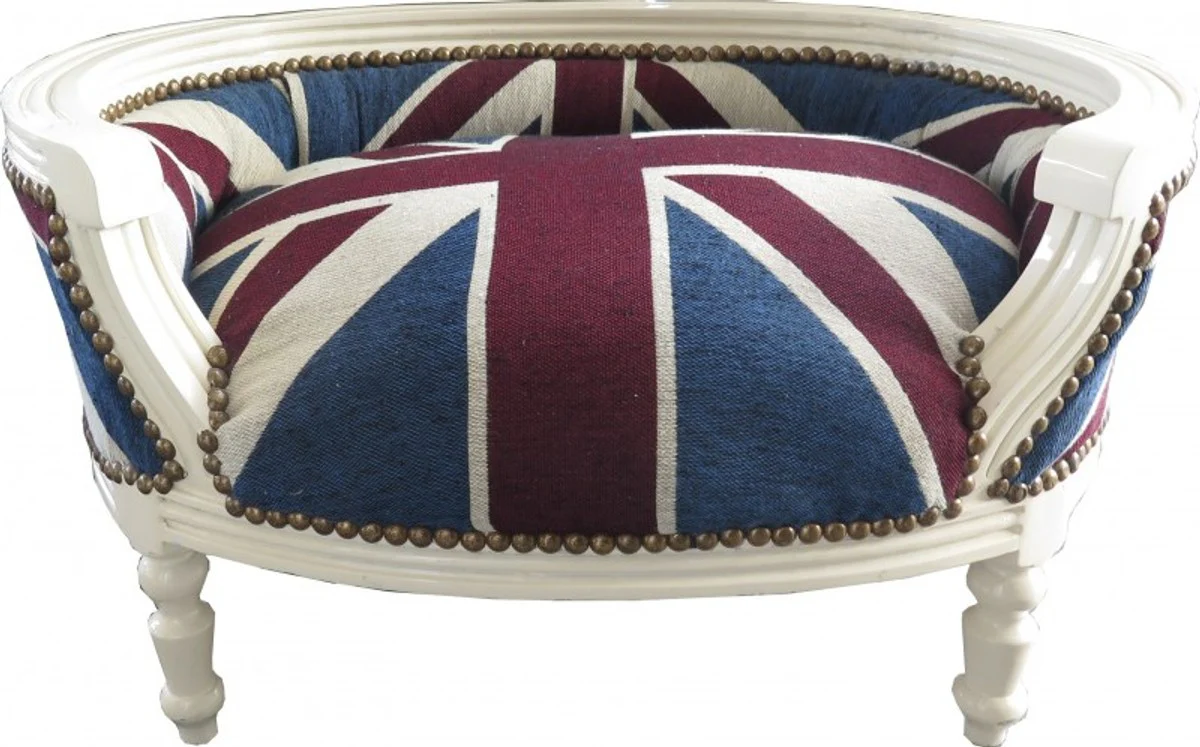 Barock Hunde & Katzen Sofa Union Jack / Creme - Hundebett & Katzenbett