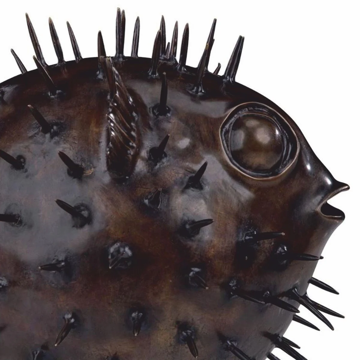 Luxus Bronze Figur Kugelfisch 36 cm - Deko Skulptur mit Marmorsockel