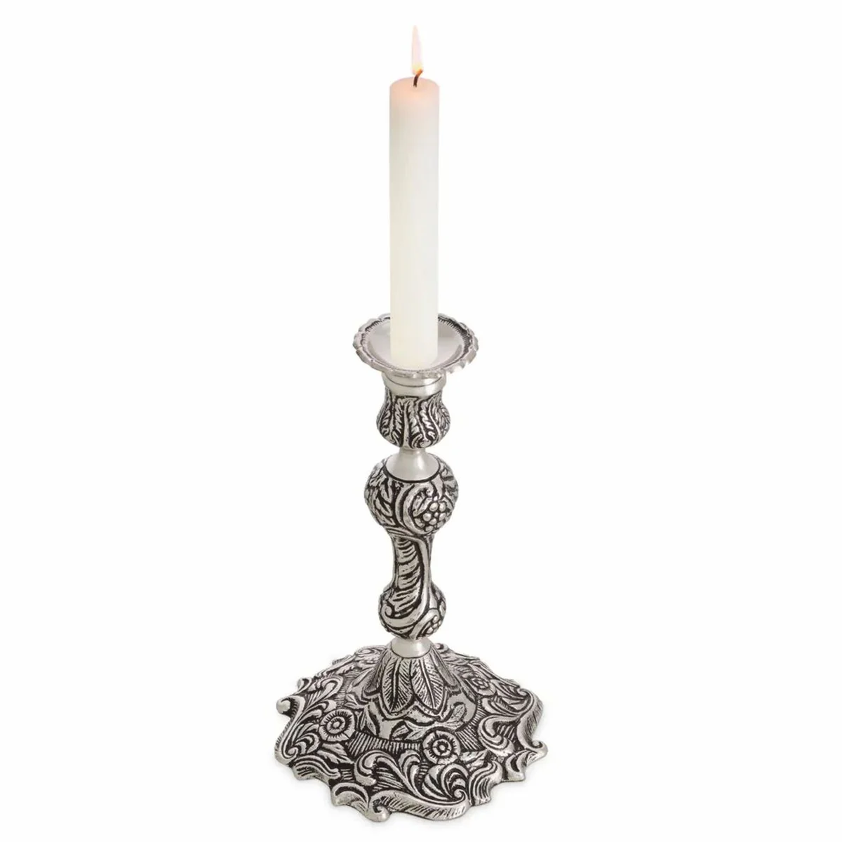 Luxus Barock Kerzenständer Antik Silber H. 27,5 cm - Barock Deko