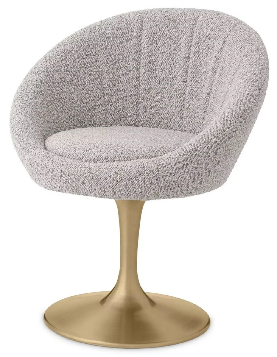 Luxus Esszimmerstuhl Grau / Messing 67 x 57 x H. 78,5 cm - Drehstuhl im 60er Jahre Design - Esszimmer Möbel - Luxus Möbel - Luxus Einrichtung - Esszimmer Einrichtung