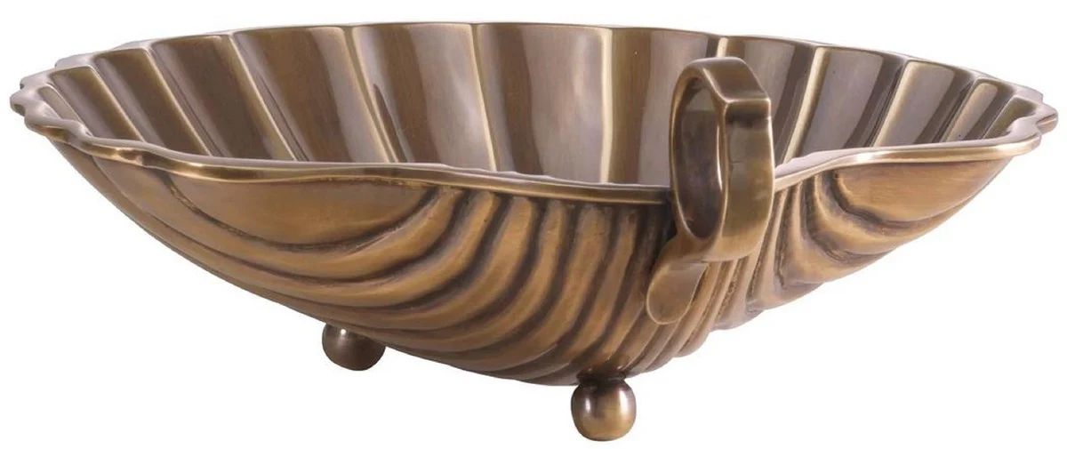 Luxus Serviertablett Vintage Messing 22,5 x 19,5 x H. 5,5 cm - Messing Tablett in Muschelform - Hotel & Restaurant Accessoires - Luxus Qualität