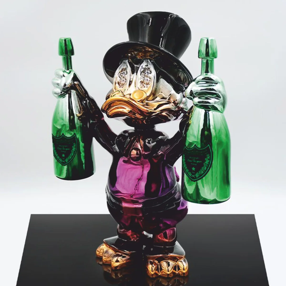 Deko Figur Ente Bunt Chrom H. 45 cm - Deko Skulptur