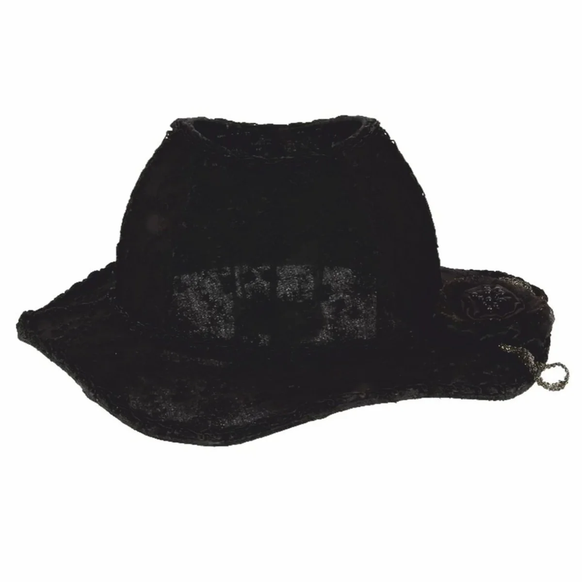 Barock Lampenschirm in Damenhut Form Schwarz 38 cm - Barock Deko