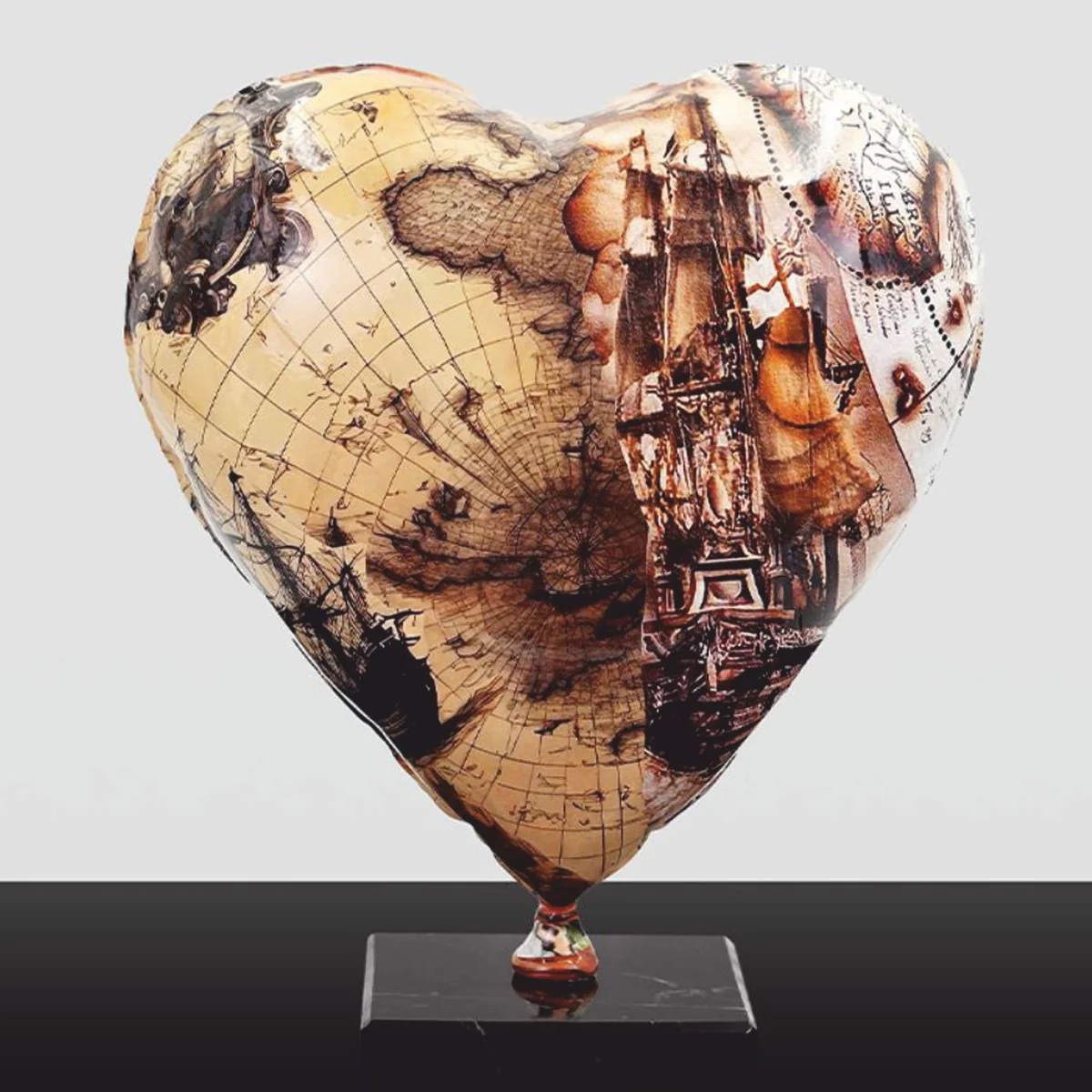 Deko Luftballon in Herzform Beige / Braun H. 30 cm - Wohnzimmer Deko