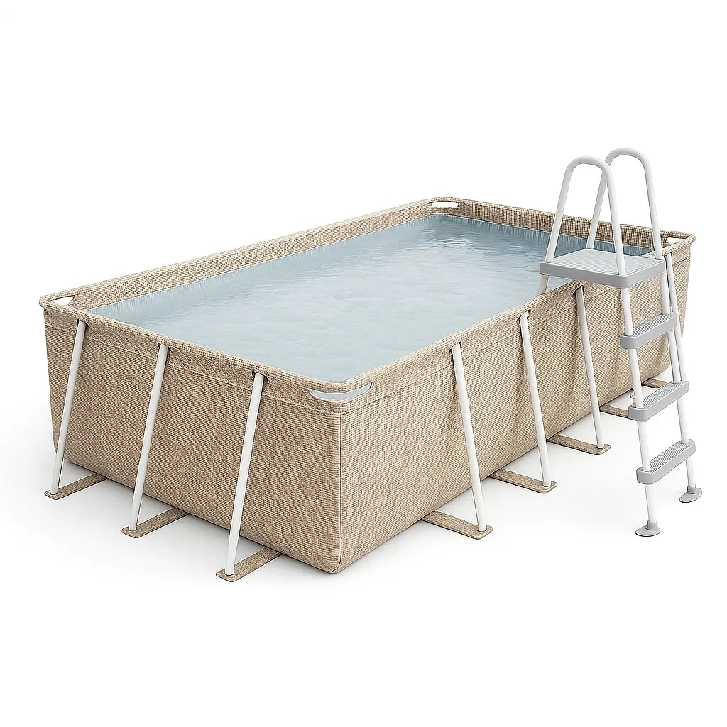 Rechteckiger, röhrenförmiger Swimmingpool 532x265x119 cm, beige, mit Filter und Leiter, lakuevb201MY