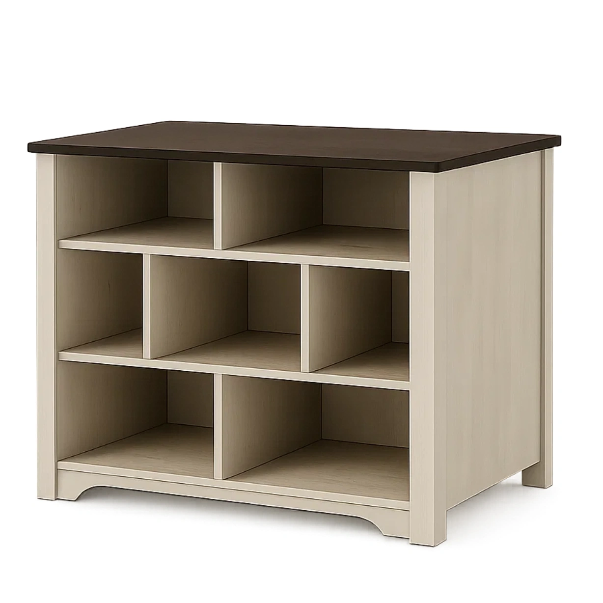 Rechteckige Kücheninsel mit offenen Regalen, Holz, beige und braun, freistehend, 110 x 60 x 90 cm, für die private Küche - YpGDgkFSLFdF