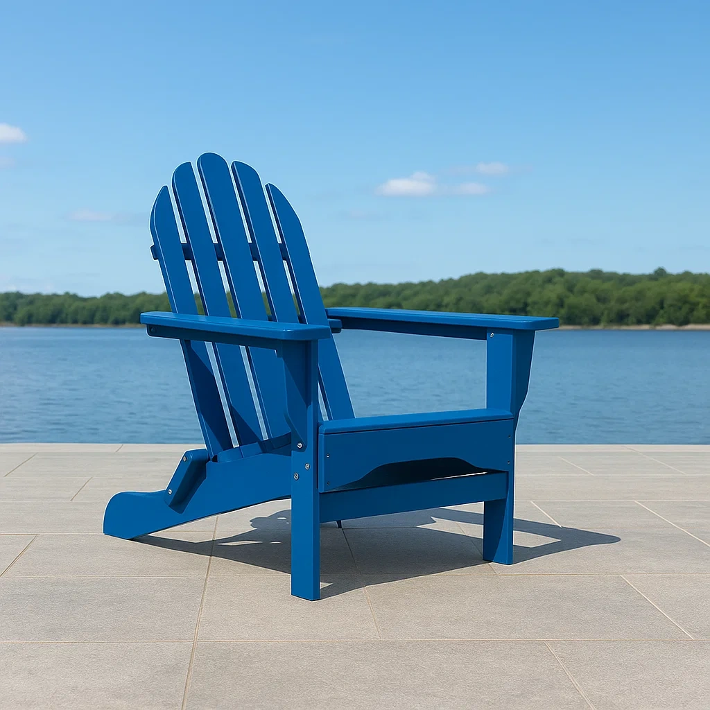 Adirondack-Stuhl, blau, Kunststoff, für den Außenbereich, 69 x 63 x 89 cm
