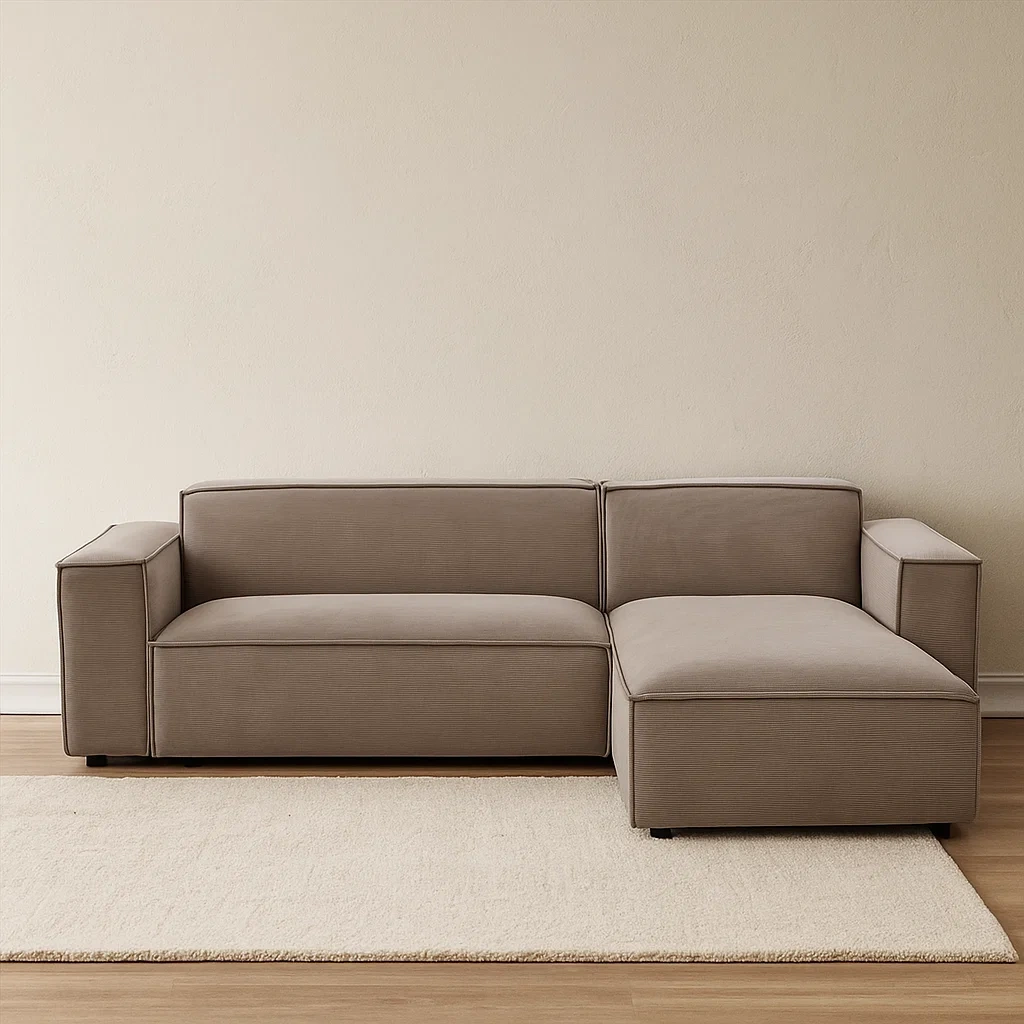 Wendbares Ecksofa aus grauem Samt für das Wohnzimmer, 262×170×74 cm - hYry7OaBRwFl
