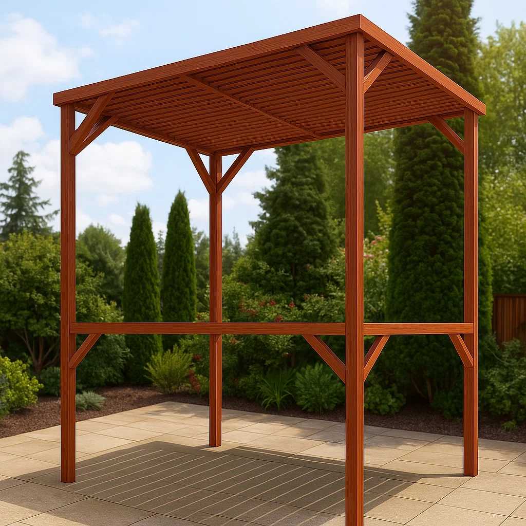 Pergola aus Naturholz, fest installiert, 250 x 200 x 300 cm, für Garten oder Terrasse. - cvyrA0BOzt5S