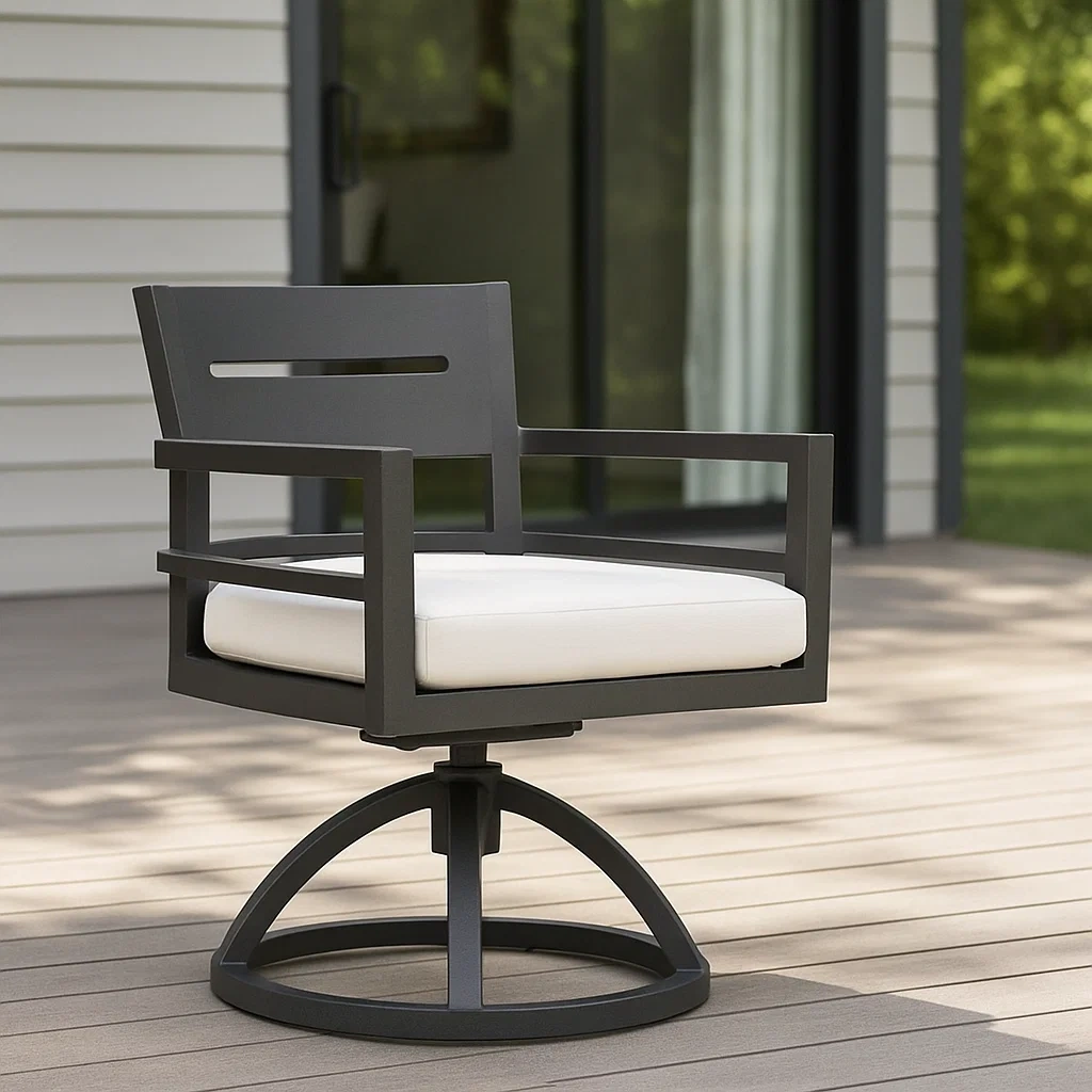 Gartenstuhl, schwarz, Aluminium, mit Kissen, geeignet für den Garten, 53 x 57 x 78 cm