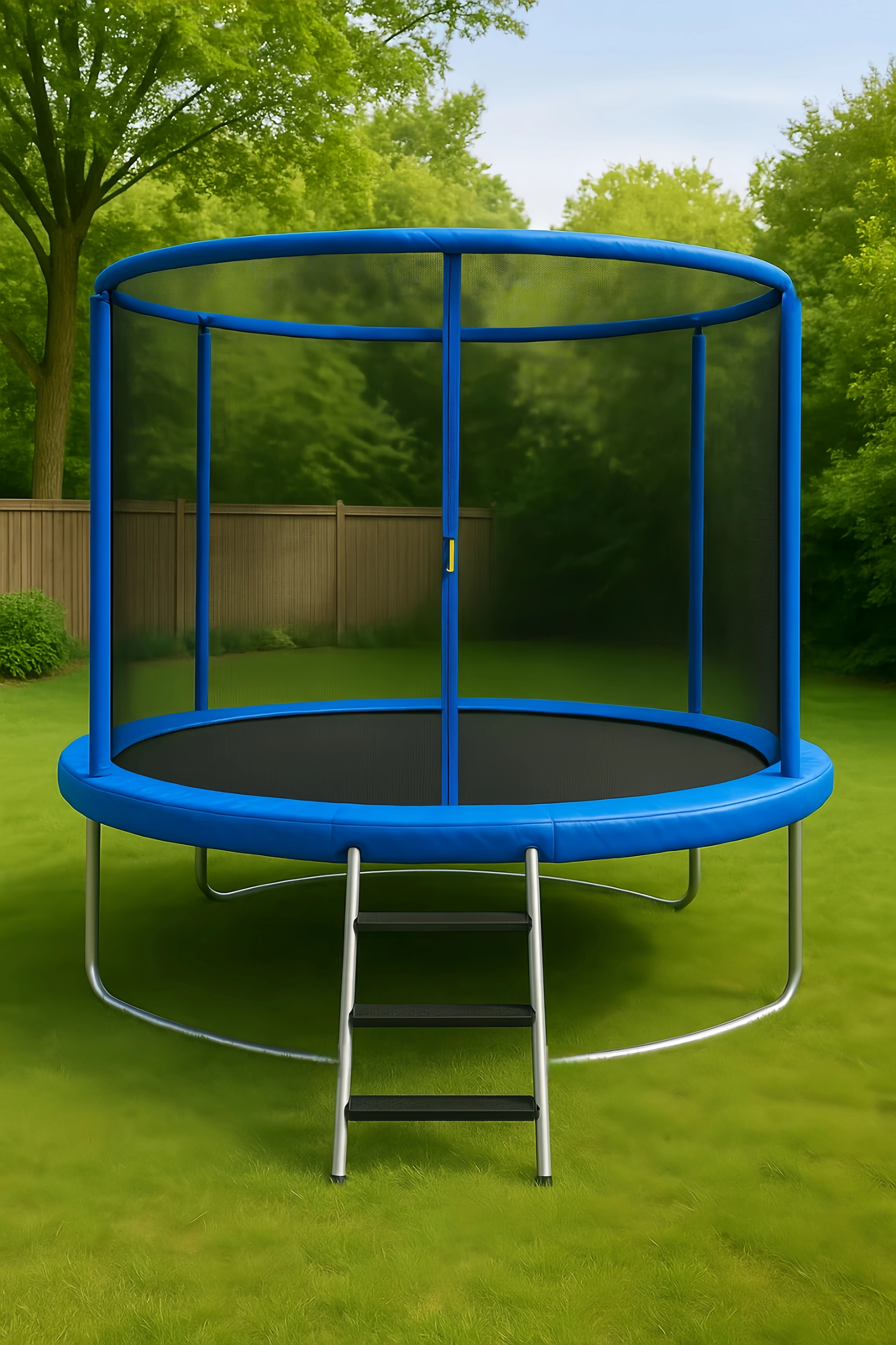 Rundes Gartentrampolin aus blauem Stahl, 305 × 305 × 250 cm, FnvsvmR127Mp