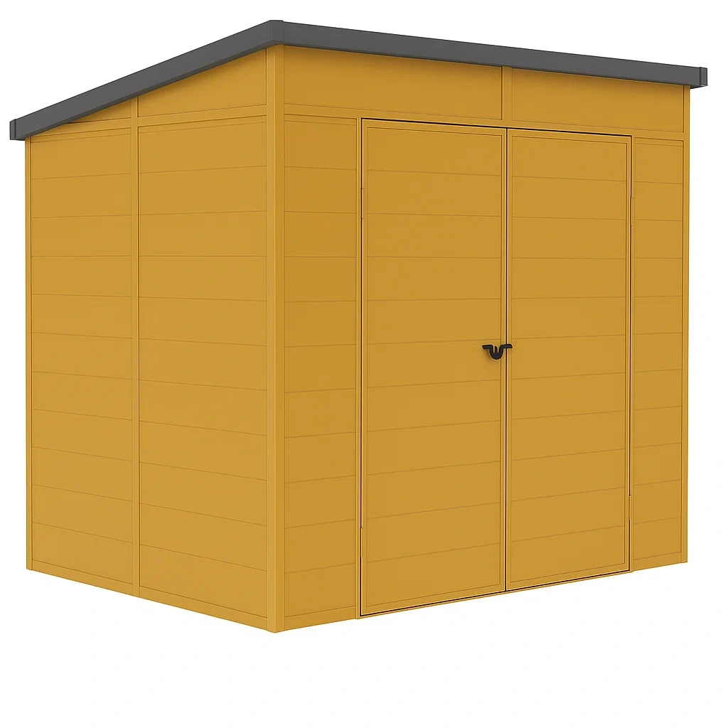 Gartenhaus aus senffarbenem, verzinktem Stahl, 4,44 m² - qyMURiy138tq