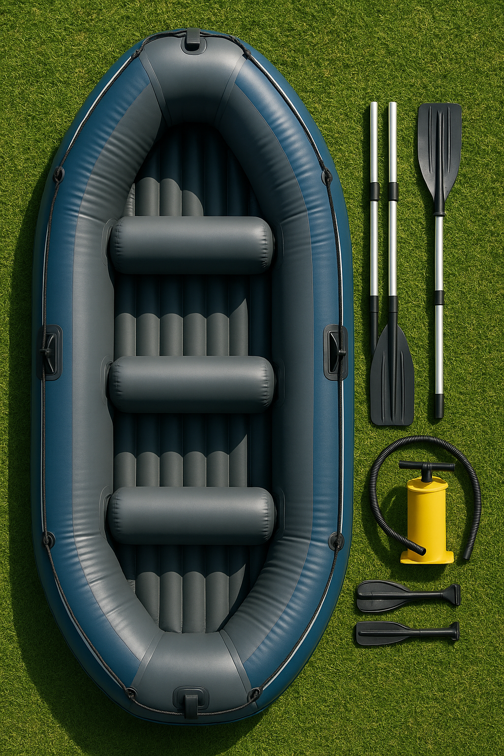 Aufblasbares Boot, blau-grau, PVC-Kunststoff, geeignet für See und Fluss, 228 x 120 x 40 cm, JInvIix527VS