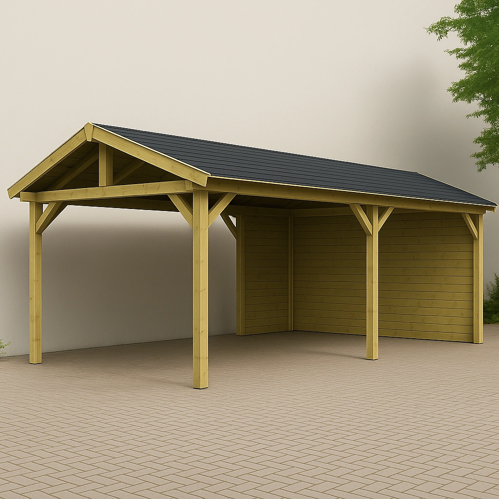 Gartencarport für den Außenbereich, Naturholz, 600 x 300 x 270 cm