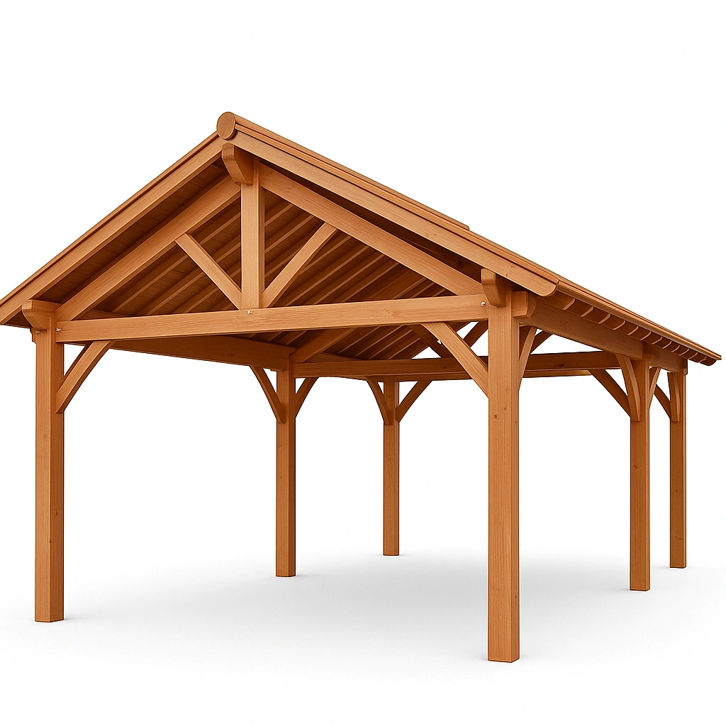 Freistehender Carport aus Holz mit Satteldach, 5 x 3 x 2,5 m