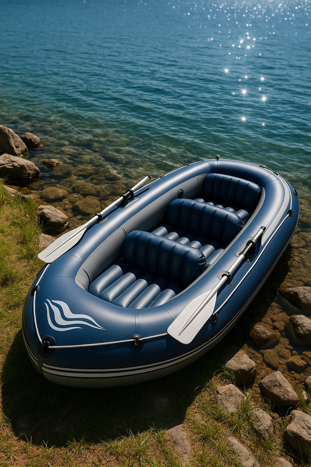 Aufblasbares Boot, blau-grau, PVC-Kunststoff, geeignet für See und Fluss, 291 x 127 x 46 cm, jHtRUAv524ep