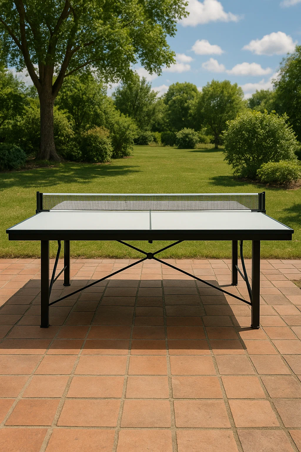 Graue Tischtennisplatte aus Metall für den Außenbereich, 274 x 152 x 76 cm, aAWYMIlR76Lj