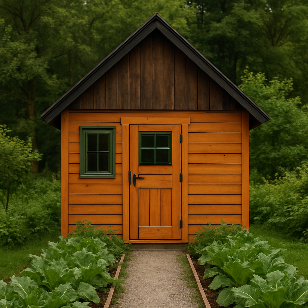 Gartenhaus aus Holz, orange und grün, aus Kunstholz, für den Außenbereich, 220 × 190 × 250 cm