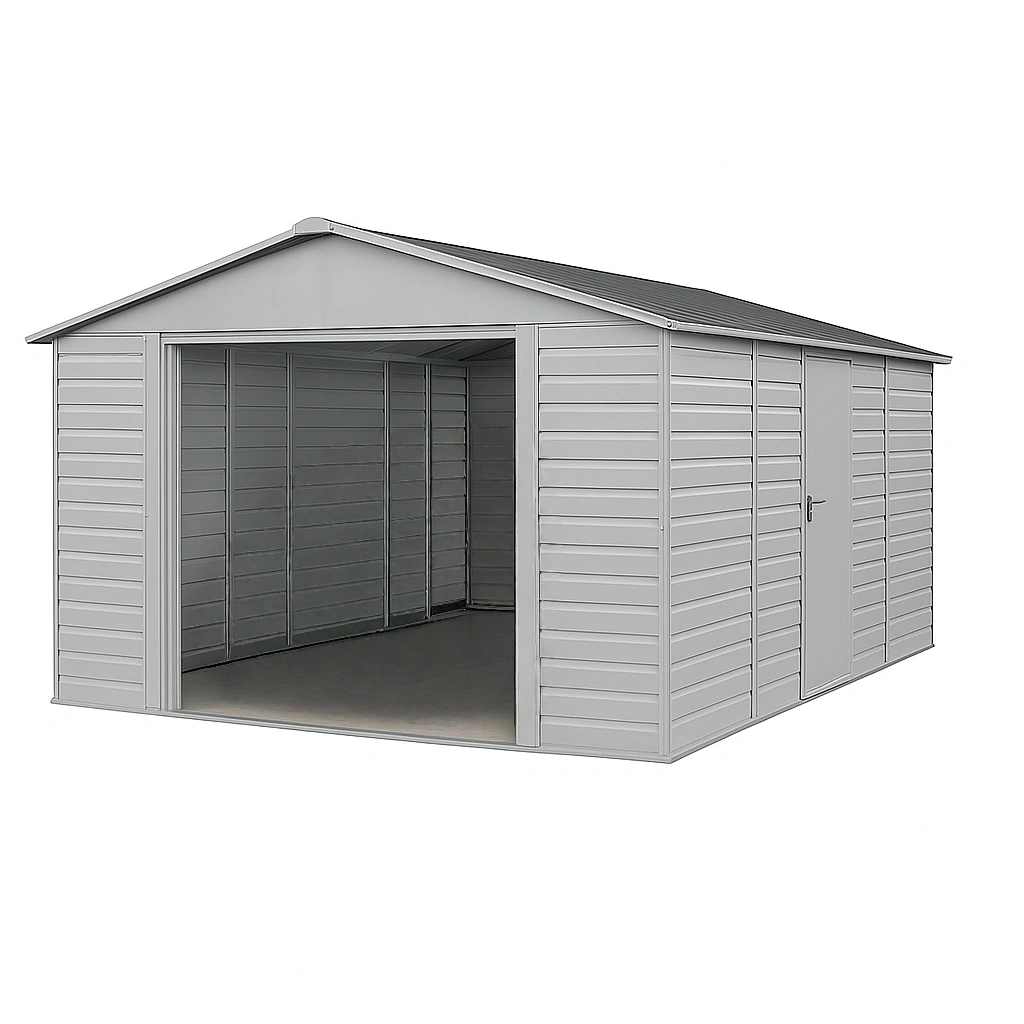 Metall-Garage für den Außenbereich + grau + verzinkter Stahl + Außenlager + 500 x 300 x 270 cm