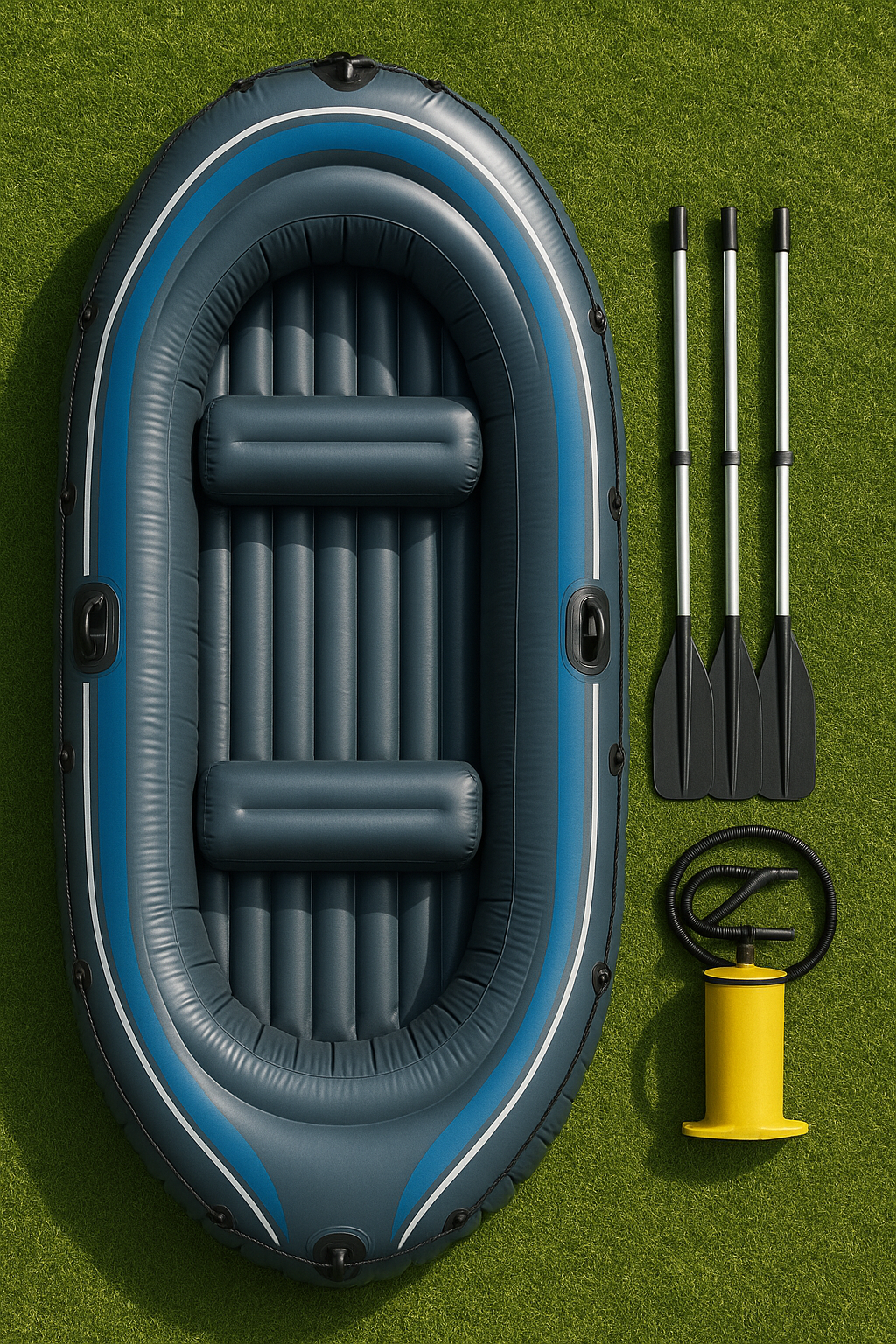 Blaugraues, aufblasbares Kunststoffboot für Flüsse und Seen, 291 x 127 x 46 cm, WAxQWWd526vS