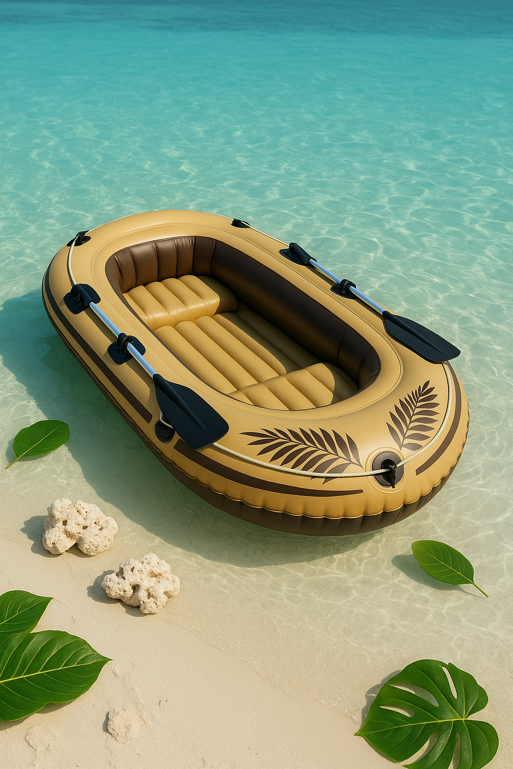 Aufblasbares, braun-beiges PVC-Boot für Meer/See, 260 x 135 x 43 cm, mit Montagefunktion OVnfsjo514FP