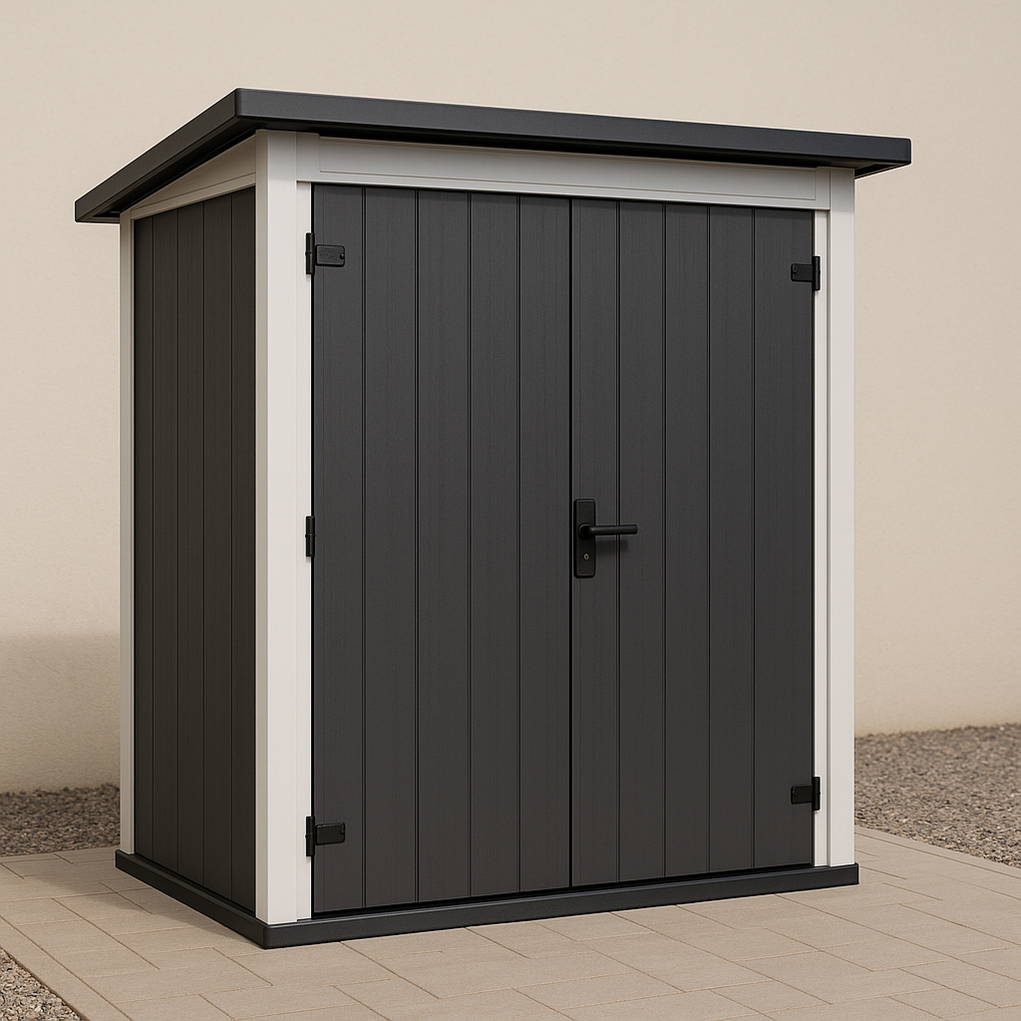 Gartenhaus aus Kunstharz 185x105x200 cm grau/schwarz kUBhKSD385bf