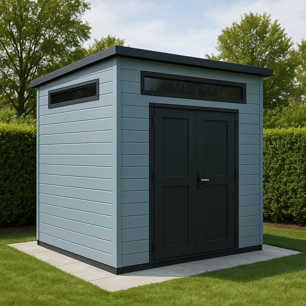 Gartenhaus Grau Blau Harz Außenbereich 180 x 170 x 200 cm GDPOSLQ207mZ
